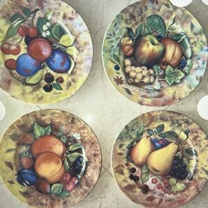 4 x Vintage Limoges dessert salad Fruit Pattern Plates Decor Collectible Fiori